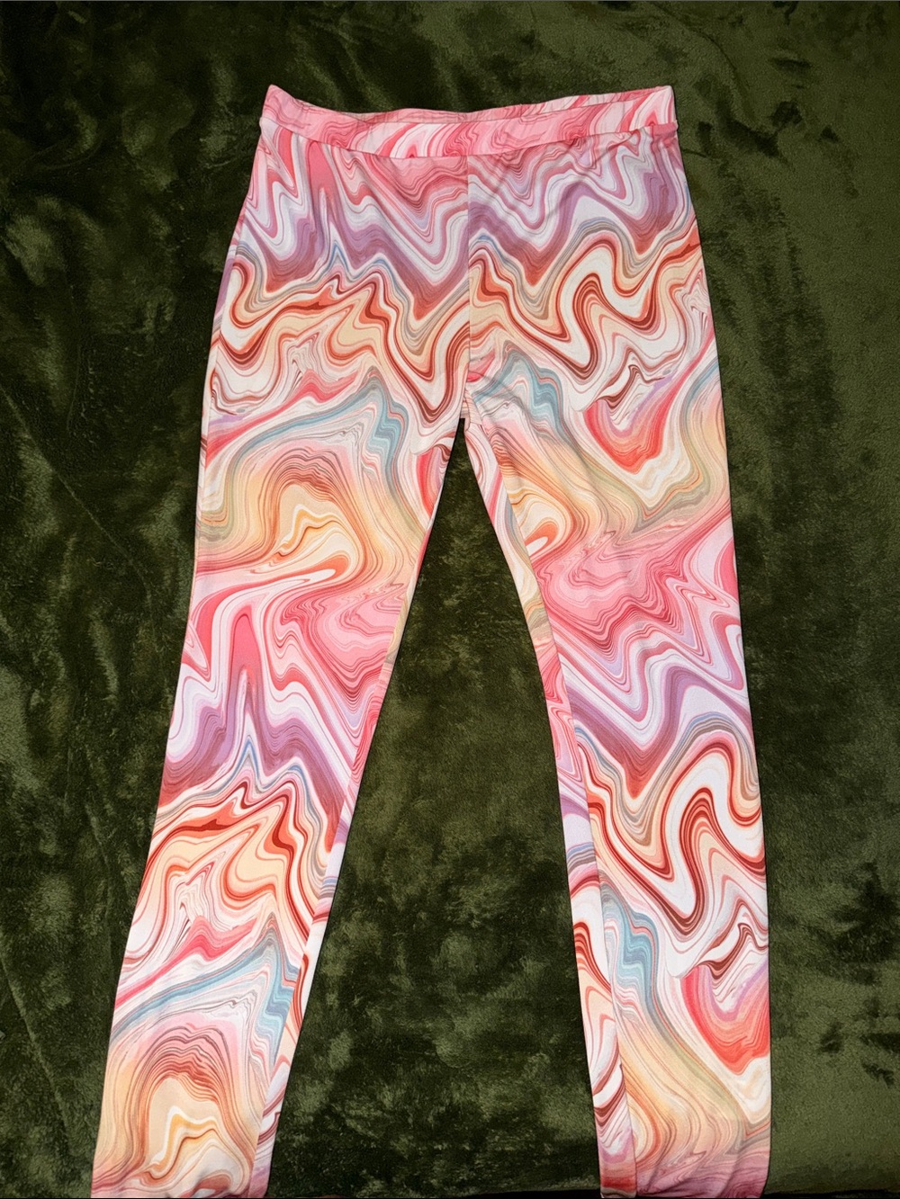 Pink Marble Print Mesh Leggings